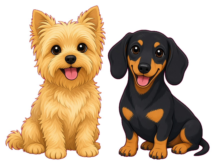 Un yorkshire y un teckel, los perros de Huella
